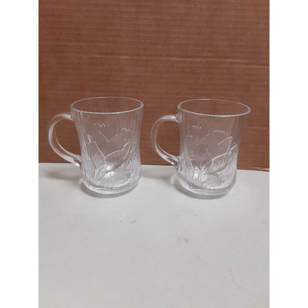 Glcoloc Canterbury Crocus Glass Mugs Set of 2 Floral